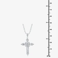 (H-I / I1) Womens 1 CT. T.W. Lab Grown White Diamond 10K Gold Cross 18 Inch Pendant Necklace