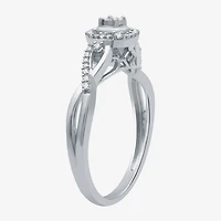 Promise My Love Womens 1/6 CT. T.W. Natural White Diamond Sterling Silver Round Side Stone Halo Ring