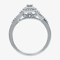 Promise My Love Womens 1/6 CT. T.W. Natural White Diamond Sterling Silver Round Side Stone Halo Ring