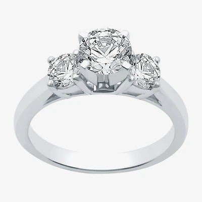 Love Lives Forever (H-I / Si1-Si2) Womens 1 1/2 CT. T.W. Lab Grown White Diamond 10K Gold Round 3-Stone Engagement Ring