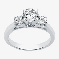 Love Lives Forever (H-I / Si1-Si2) Womens 1 1/2 CT. T.W. Lab Grown White Diamond 10K Gold Round 3-Stone Engagement Ring