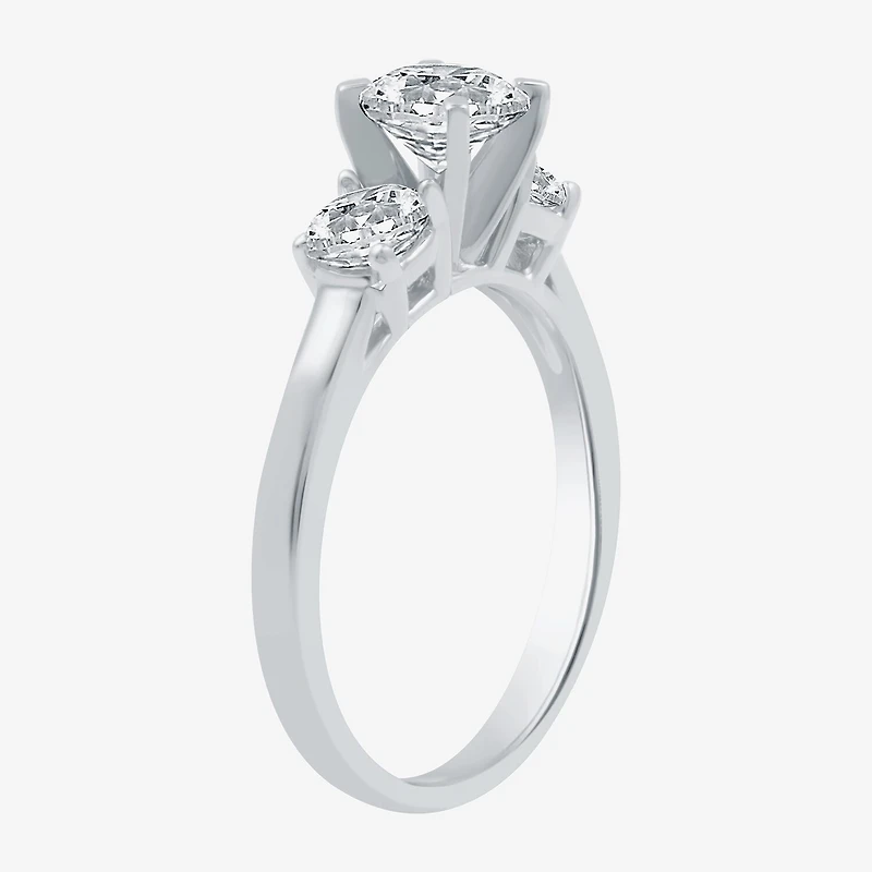 Love Lives Forever (H-I / Si1-Si2) Womens 1 1/2 CT. T.W. Lab Grown White Diamond 10K Gold Round 3-Stone Engagement Ring