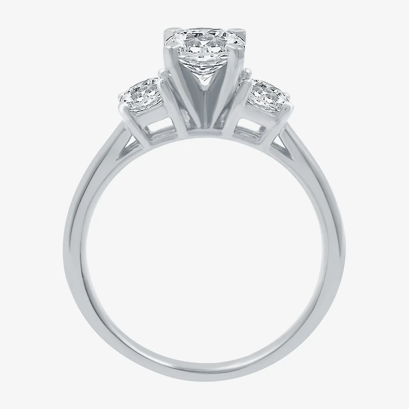 Love Lives Forever (H-I / Si1-Si2) Womens 1 1/2 CT. T.W. Lab Grown White Diamond 10K Gold Round 3-Stone Engagement Ring