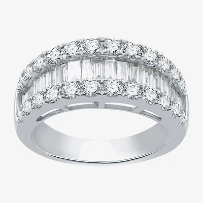 (H-I / I1) Womens 2 CT. T.W. Lab Grown White Diamond 10K Gold Anniversary Wedding Band