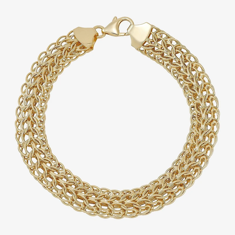 Womens 14K Gold Hollow Link Chain Bracelet