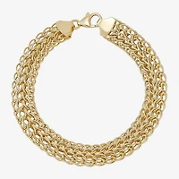 Womens 14K Gold Hollow Link Chain Bracelet