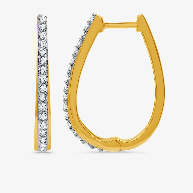 Womens 1/2 CT. T.W. Natural White Diamond Sterling Silver 24mm Hoop Earrings