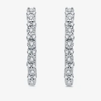 Womens 1/4 CT. T.W. Natural White Diamond Sterling Silver 19.9mm Hoop Earrings