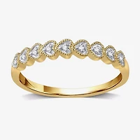 Womens Diamond Accent Natural White 10K Gold Heart Wedding Band
