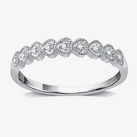 Womens Diamond Accent Natural White 10K Gold Heart Wedding Band