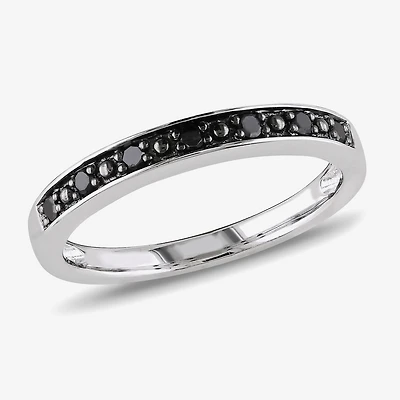Midnight Black Womens 2MM 1/10 CT. T.W. Natural Diamond Sterling Silver Wedding Band