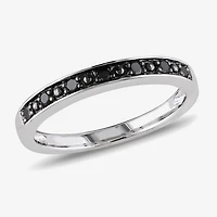 Midnight Black Womens 2MM 1/10 CT. T.W. Natural Diamond Sterling Silver Wedding Band