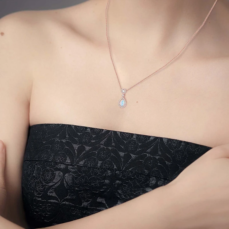 Womens Gemstone 14K Rose Gold Over Silver Pear Pendant Necklace