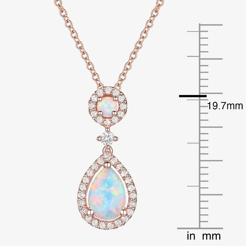 Womens Gemstone 14K Rose Gold Over Silver Pear Pendant Necklace