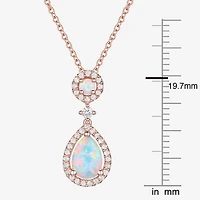 Womens Gemstone 14K Rose Gold Over Silver Pear Pendant Necklace