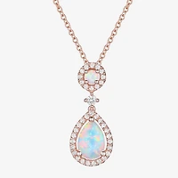 Womens Gemstone 14K Rose Gold Over Silver Pear Pendant Necklace