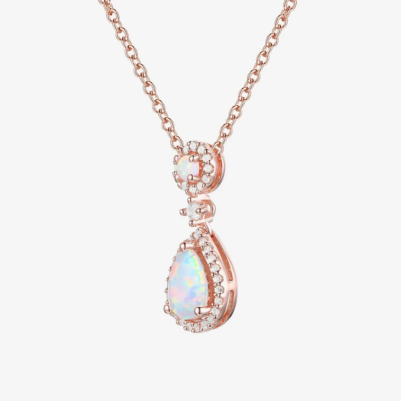 Womens Gemstone 14K Rose Gold Over Silver Pear Pendant Necklace