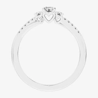 G-H / Si1-Si2) Womens 1/3 CT. T.W. Lab Grown White Diamond Sterling Silver Side Stone 3-Stone Promise Ring