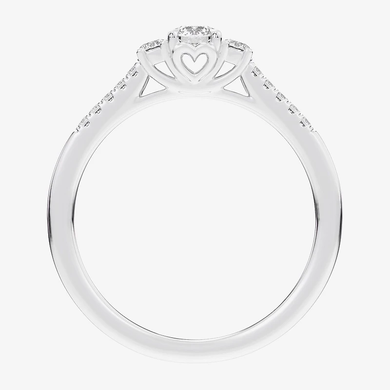 G-H / Si1-Si2) Womens 1/3 CT. T.W. Lab Grown White Diamond Sterling Silver Side Stone 3-Stone Promise Ring