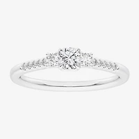 G-H / Si1-Si2) Womens 1/3 CT. T.W. Lab Grown White Diamond Sterling Silver Side Stone 3-Stone Promise Ring