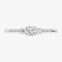 G-H / Si1-Si2) Womens 1/3 CT. T.W. Lab Grown White Diamond Sterling Silver Side Stone 3-Stone Promise Ring