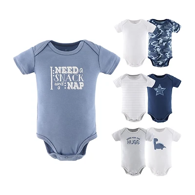 The Peanutshell Blue Camo Baby Boys Round Neck Short Sleeve 7-pc. Bodysuit