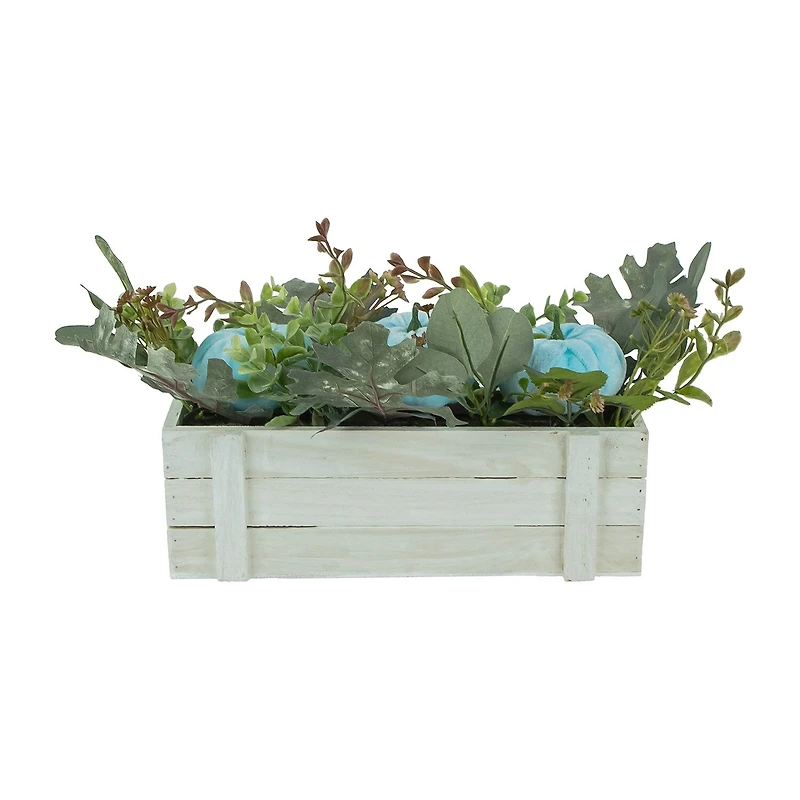 Northlight 18in Fall Harvest Foliage And Blue Pumpkins Planter