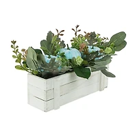 Northlight 18in Fall Harvest Foliage And Blue Pumpkins Planter