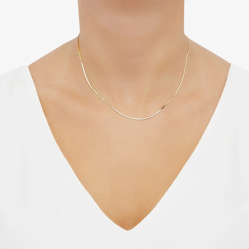 Made Italy 14K Gold 16 - 18 Inch Solid Herringbone Chain Necklace