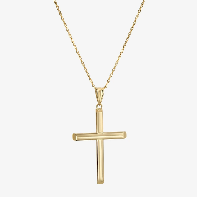 Mens 14K Gold Cross 22 Inch Pendant Necklace