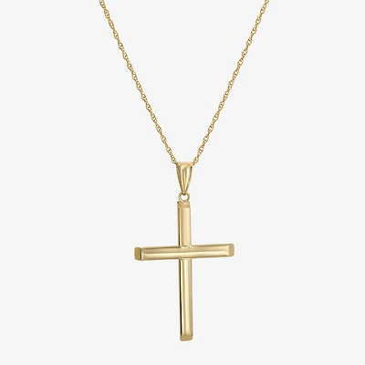 Mens 14K Gold Cross 22 Inch Pendant Necklace