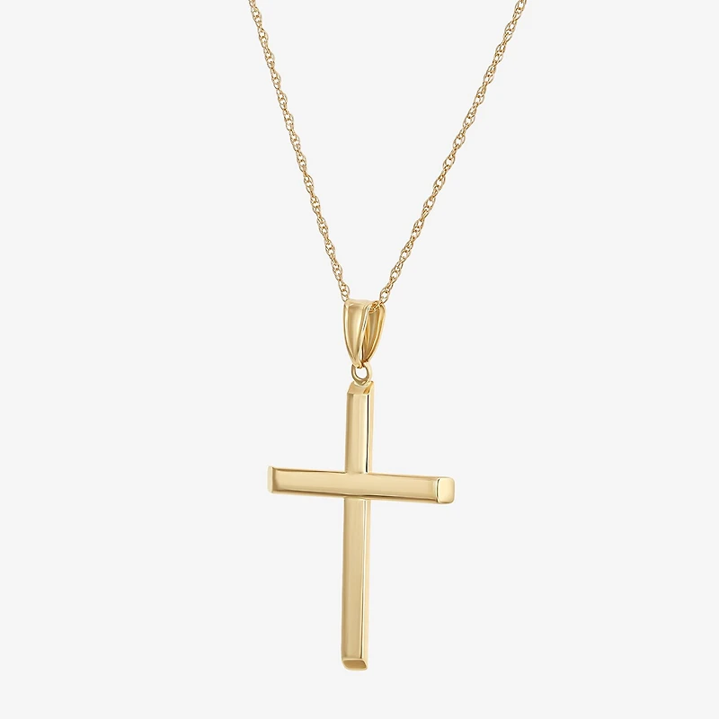 Mens 14K Gold Cross 22 Inch Pendant Necklace