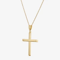 Mens 14K Gold Cross 22 Inch Pendant Necklace