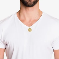 Saint Christopher Mens 14K Gold Round 22 Inch Pendant Necklace
