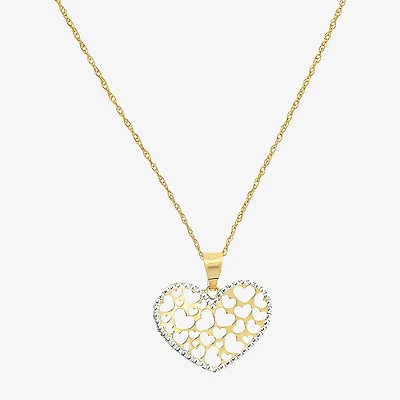Made in Italy Womens 14K Two Tone Gold Heart 18 Inch Pendant Necklace
