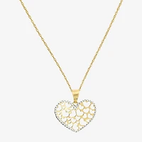 Made in Italy Womens 14K Two Tone Gold Heart 18 Inch Pendant Necklace