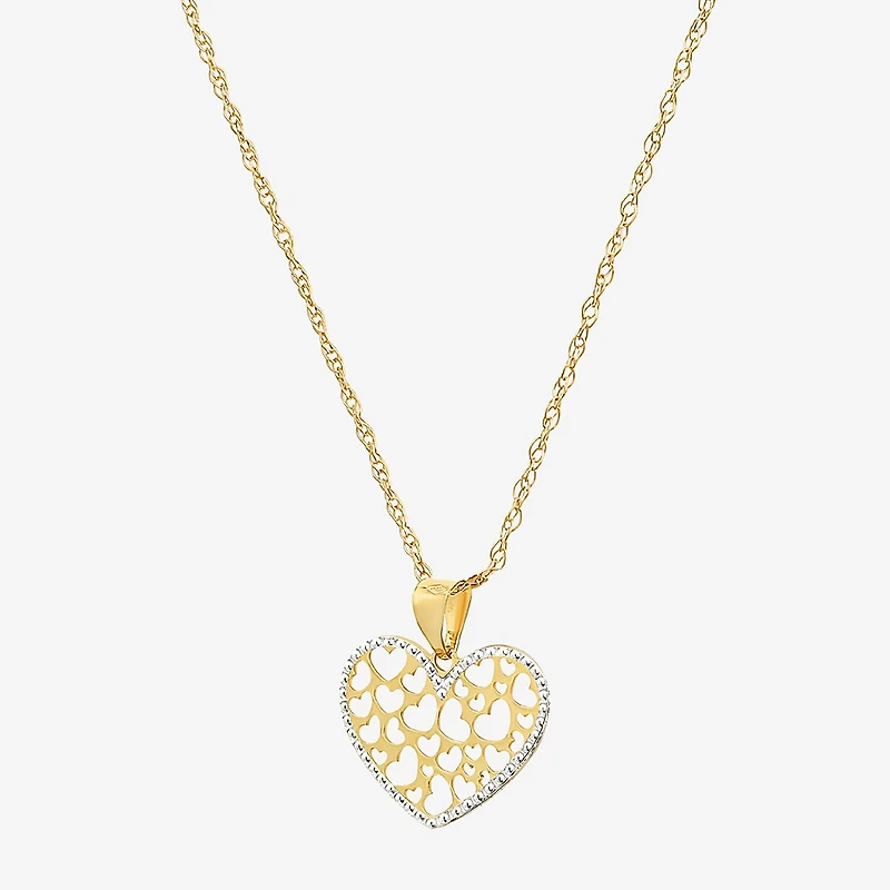 Made in Italy Womens 14K Two Tone Gold Heart 18 Inch Pendant Necklace