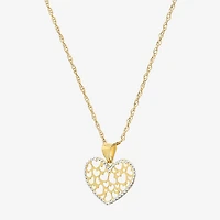 Made in Italy Womens 14K Two Tone Gold Heart 18 Inch Pendant Necklace