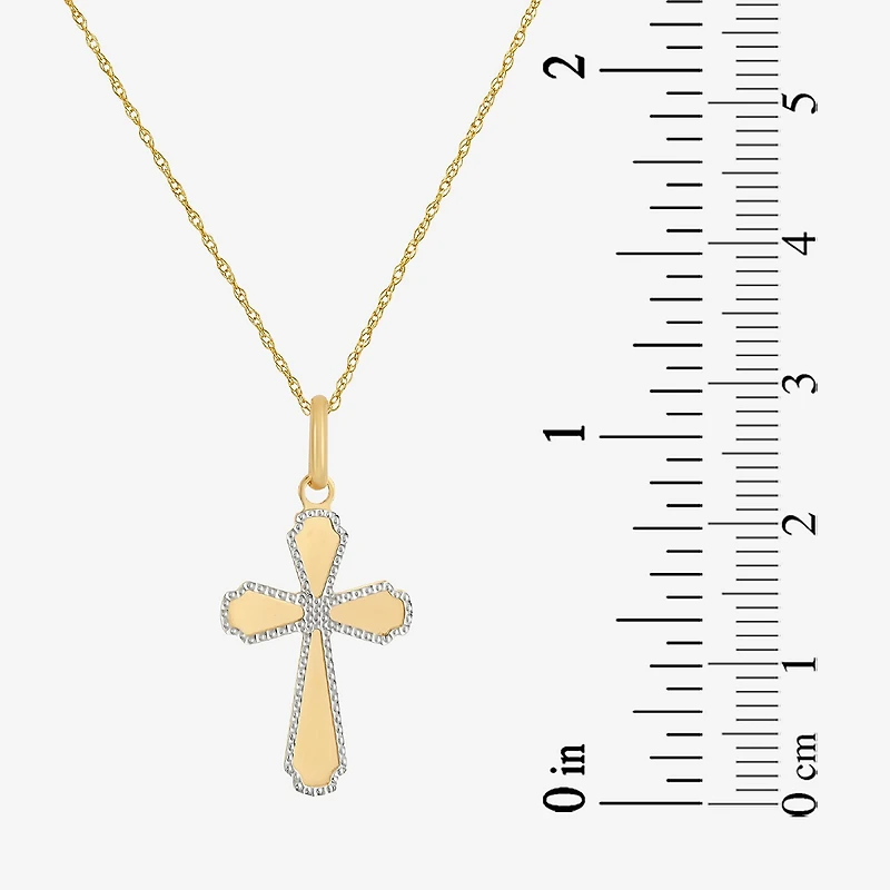 Made in Italy Womens 14K Two Tone Gold Cross 18 Inch Pendant Necklace