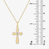 Made in Italy Womens 14K Two Tone Gold Cross 18 Inch Pendant Necklace