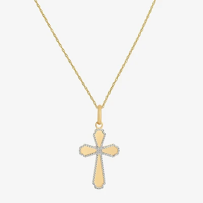 Made in Italy Womens 14K Two Tone Gold Cross 18 Inch Pendant Necklace