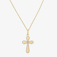 Made in Italy Womens 14K Two Tone Gold Cross 18 Inch Pendant Necklace
