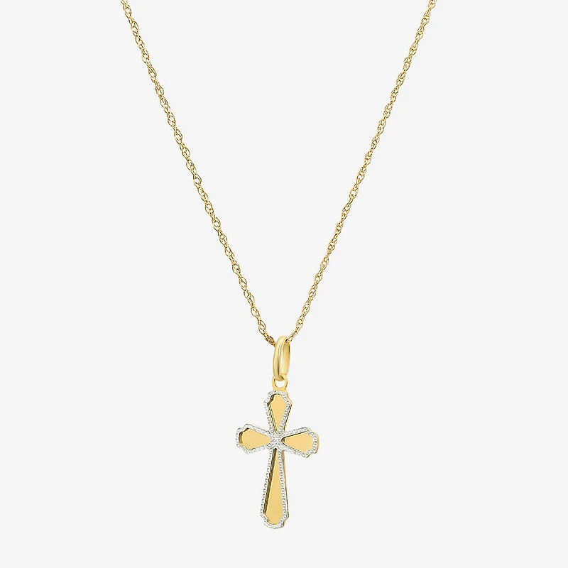 Made in Italy Womens 14K Two Tone Gold Cross 18 Inch Pendant Necklace