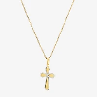 Made in Italy Womens 14K Two Tone Gold Cross 18 Inch Pendant Necklace