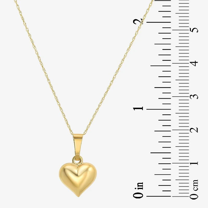 Girls 14K Gold Heart 13 Inch Pendant Necklace