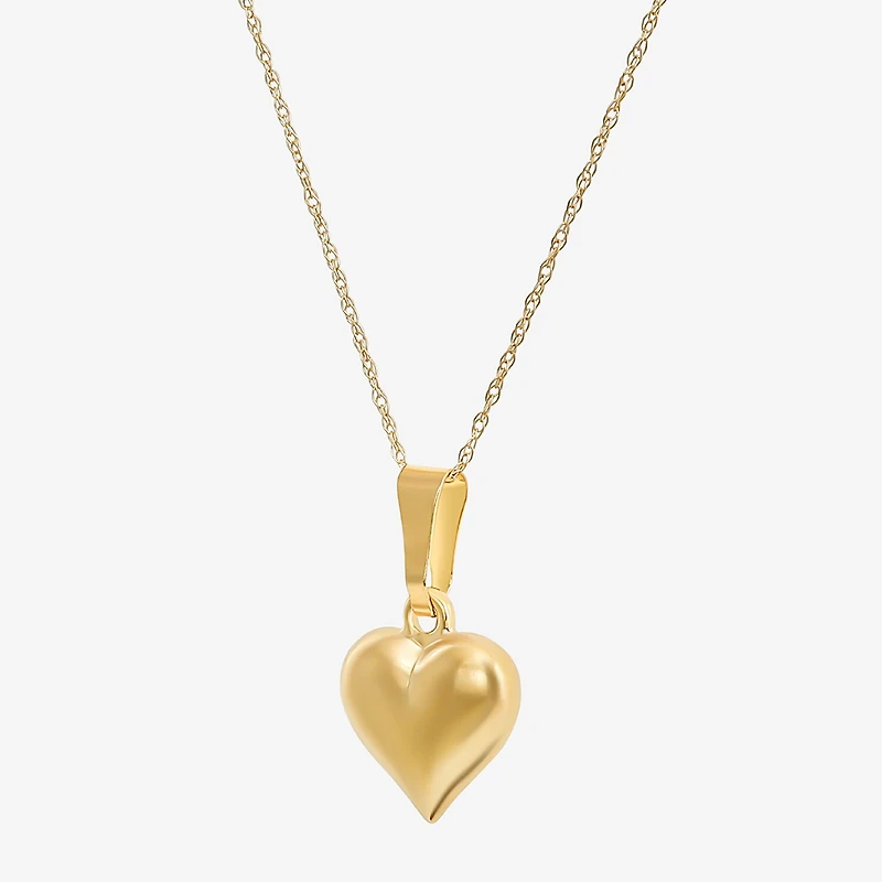 Girls 14K Gold Heart 13 Inch Pendant Necklace