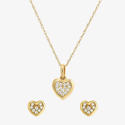 Girls Cubic Zirconia 14K Gold Heart 2-pc. Jewelry Set