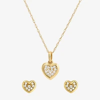 Girls Cubic Zirconia 14K Gold Heart 2-pc. Jewelry Set