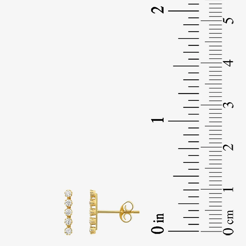 Cubic Zirconia 14K Gold 9mm Stud Earrings