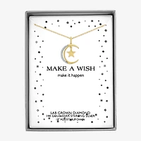 Diamond Accent (G-H / Si2-I1) Womens Lab Grown White 14K Gold Over Silver Sterling Moon 18 Inch Pendant Necklace